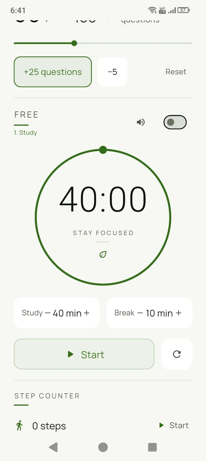 Free mode — you set the durations yourself