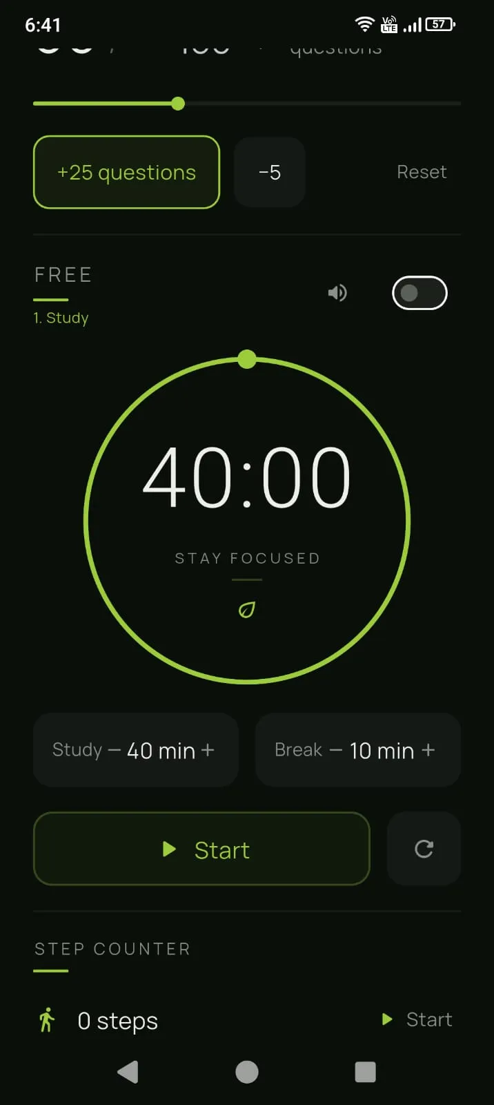 Free mode — you set the durations yourself